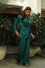 FLOWY BOTTLE GREEN CO-ORD SET