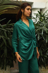 FLOWY BOTTLE GREEN CO-ORD SET