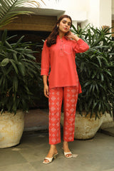 Orange Embroidered Co-ord Set