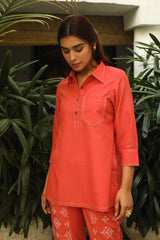 Orange Embroidered Co-ord Set