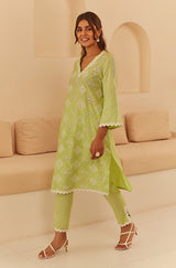 Gul Lime Green Cutwork Suit Set