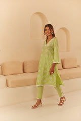 Gul Lime Green Cutwork Suit Set