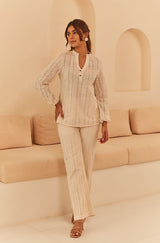 Cream Abstract Cutwork Co-ord Set