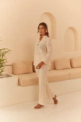 Cream Abstract Cutwork Co-ord Set