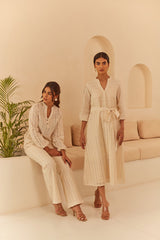 Cream Abstract Cutwork Co-ord Set