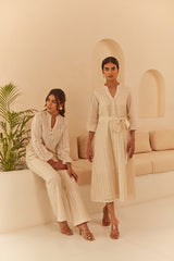 Cream Abstract Cutwork Co-ord Set