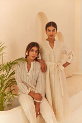 Cream Abstract Cutwork Co-ord Set