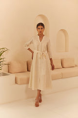 Cream Abstract Cutwork Dress