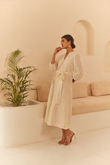 Cream Abstract Cutwork Dress