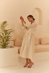 Cream Abstract Cutwork Dress