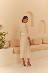 Cream Abstract Cutwork Dress