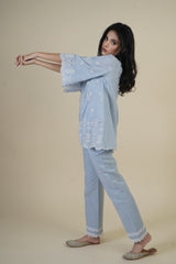 POWDER BLUE EMBROIDERED CO-ORD SET