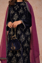 Midnight Crush Velvet Embroidered Suit