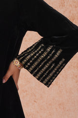 Black Velvet Embroidered Sharara Set