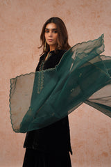 Black Velvet Embroidered Sharara Set