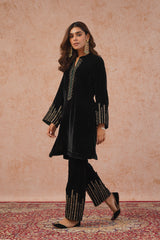 Regal Black Velvet Embroidered Set