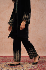Regal Black Velvet Embroidered Set