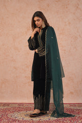 Regal Black Velvet Embroidered Set