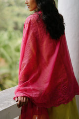 Green Embroidered Suit with Pink Dupatta