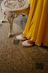 Sunshine Yellow Organza Embroidered Cape Set with Sharara