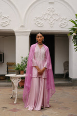 Light Pink Hand Embroidered Sharara Set