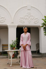 Light Pink Hand Embroidered Sharara Set