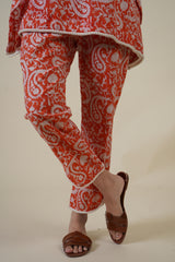 ORANGE JAIPUR PRINT KAFTAN SET