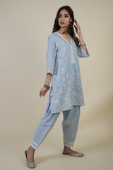 POWDER BLUE CUT-WORK SUIT SET