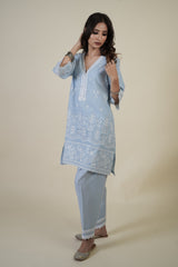 POWDER BLUE CUT-WORK SUIT SET