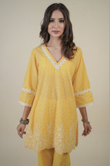 YELLOW EMBROIDERED SUIT SET