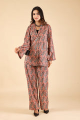 PRINTED VELVET COAT SET