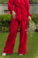 Maroon Pleated Co-ord Set