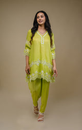 Seher Flowy Lime Embroidered Suit Set