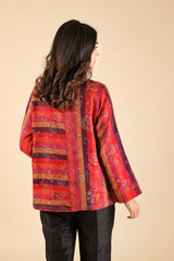 PINK-RED STRIPED WOOLLEN CAPE