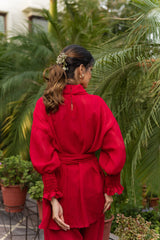 Maroon Pleated Co-ord Set