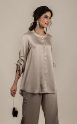 Beige Embroidered Co-ord Set