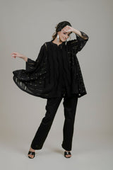 Black Cutwork Cape For Women-Inching India