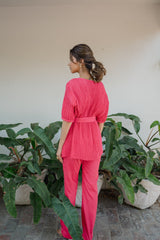 Hot Pink Pleated Set