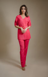 Hot Pink Pleated Set