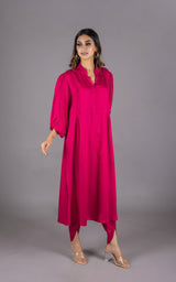 Hot Pink Set with Embroidered Dhoti