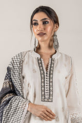 CREAM BLOCK PRINTED SUIT WITH DUPATTA