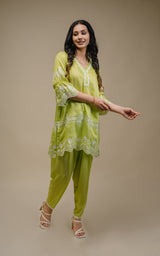 Seher Flowy Lime Embroidered Suit Set