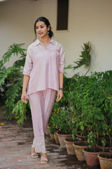 Light Pink Floral Embroidered Co-ord Set