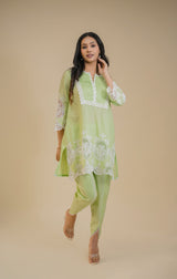 Seher Lime Green Cutwork Suit Set