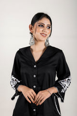BLACK EMBROIDERED SUIT SET
