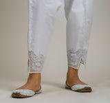 WHITE EMBROIDERED NARROW SALWAR