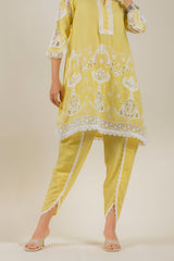 Yellow Cut Work Kurta
