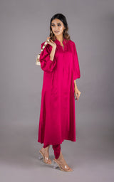 Hot Pink Set with Embroidered Dhoti