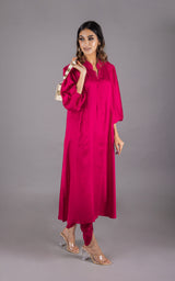 Hot Pink Set with Embroidered Dhoti
