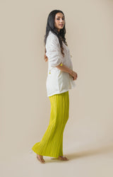 Off White Top with Lime Pleated Pant